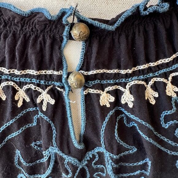 Lucky Brand Boho Embroidered Dress M Off Shoulder Belted Fall Knee Length Casual - Picture 5 of 7